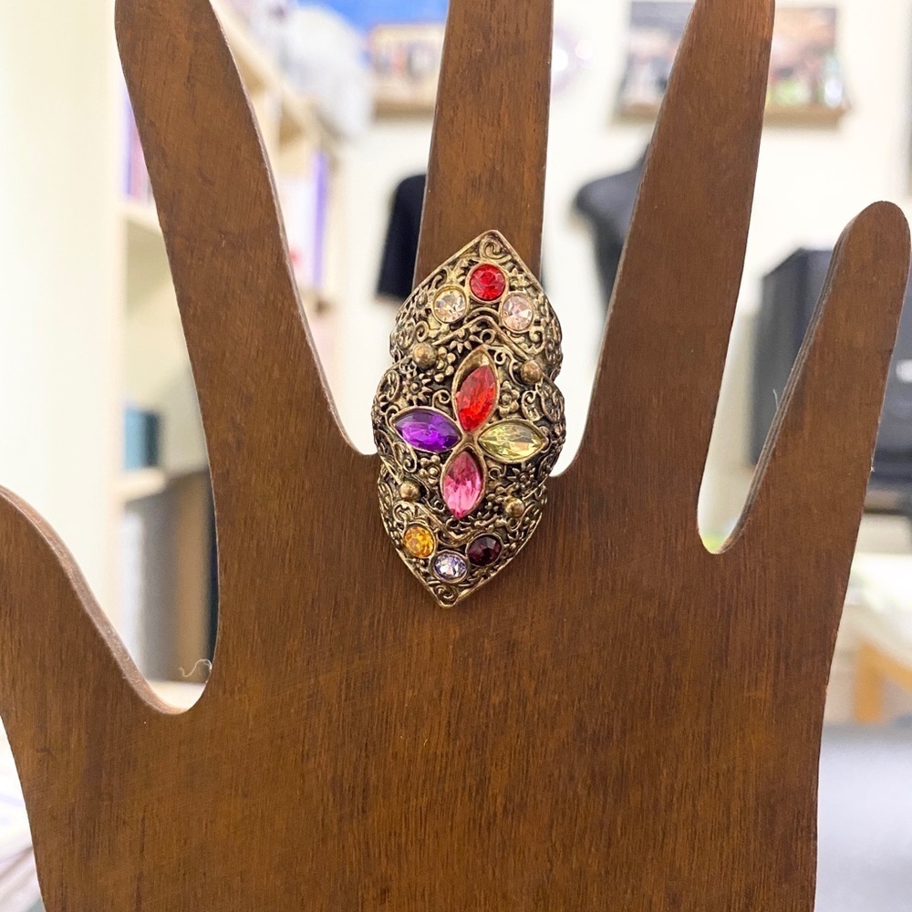 Multi Color Stone Brass Ring